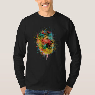 T-shirt Tête de lion cool avec des couleurs vives  6