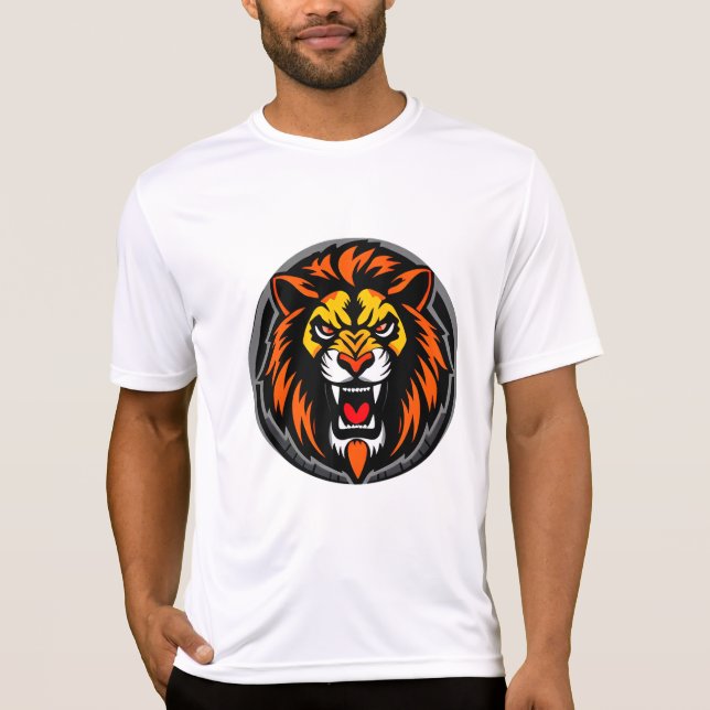T-shirt Tête de Lion Féroce Graphique Vibrant (Devant)