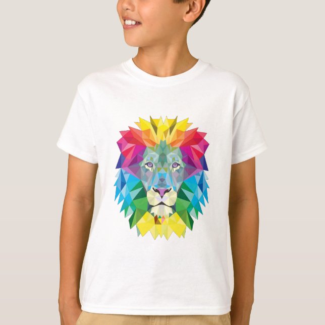 T-shirt Tête de lion géométrique (Devant)