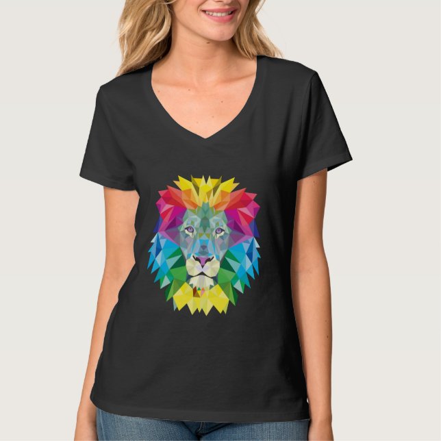 T-shirt Tête de lion géométrique (Devant)