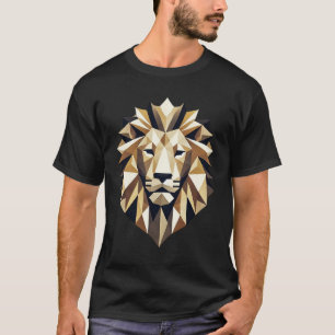 T-shirt Tête de lion géométrique basse-poly moderne