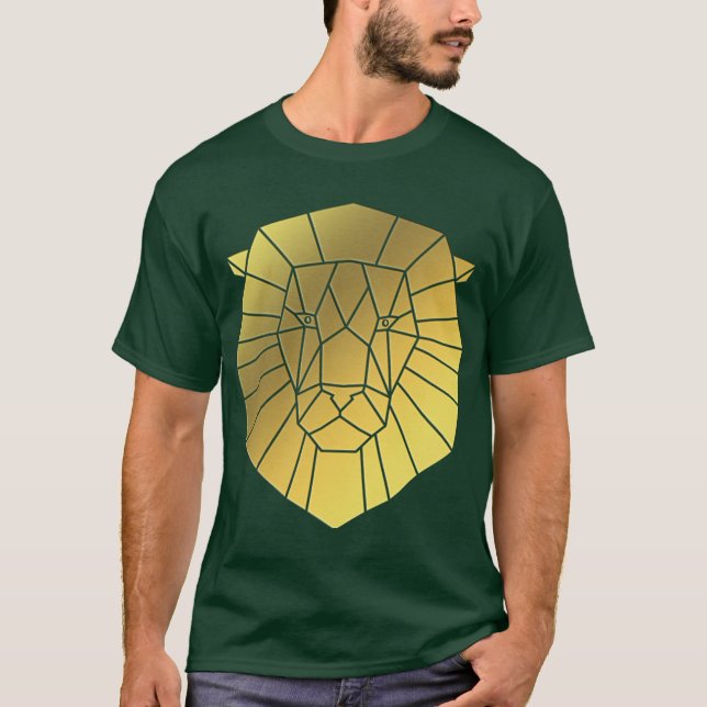 T-shirt Tête de lion Géométrique Gold (Devant)