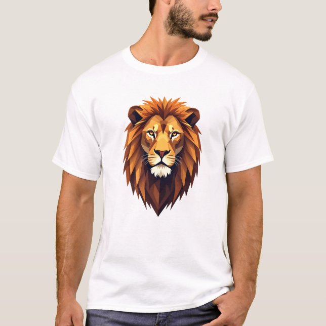 T-shirt Tête de lion géométrique gras (Devant)