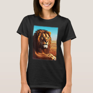 T-shirt Tête de lion impression 3D Afrique prédateur empre