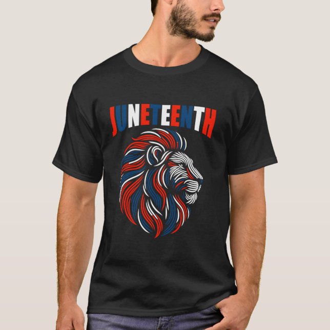 T-shirt Tête de Lion Junten Rouge Blanc Bleu Longueur Tête (Devant)