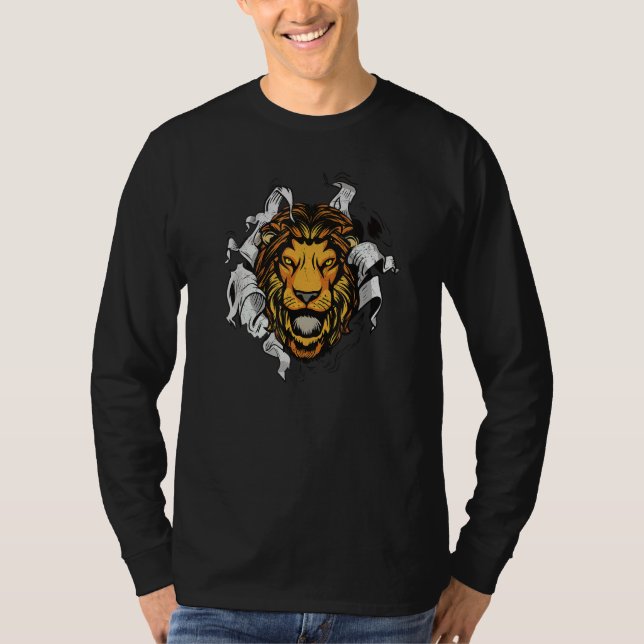 T-shirt Tête De Lion - Le Roi De L'Animal Rôde (Devant)