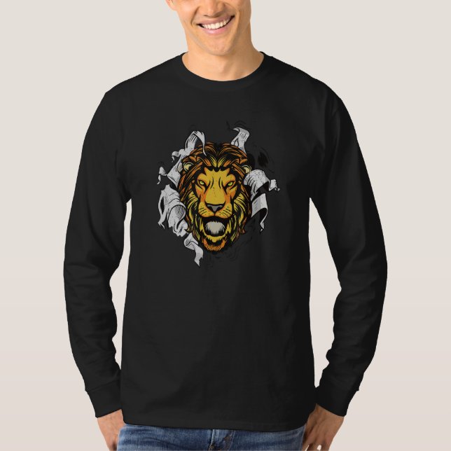 T-shirt Tête De Lion - Le Roi De L'Animal Rôde (Devant)