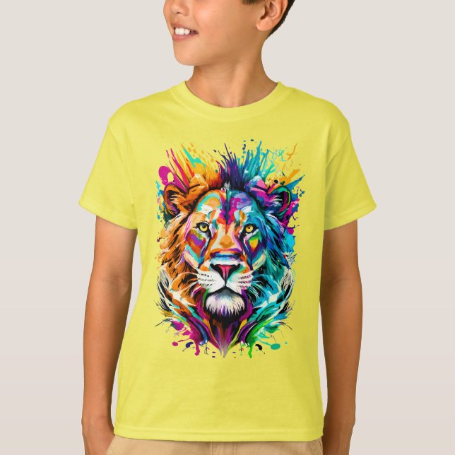 T-shirt Tête de lion - Lion africain coloré - Lion (Devant)