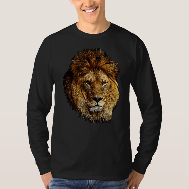 T-shirt Tête De Lion Majestic Portrait D'Un Lion Fierce (Devant)