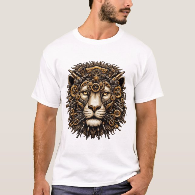 T-shirt tête de lion mécanique (Devant)
