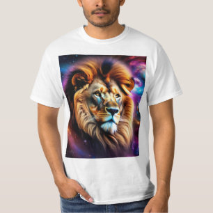 T-shirt Tête de lion parmi les galaxies torrides colorées