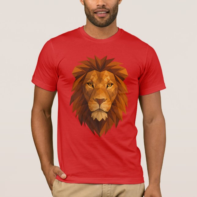 T-shirt Tête de lion polygonale - Conception de puissance  (Devant)