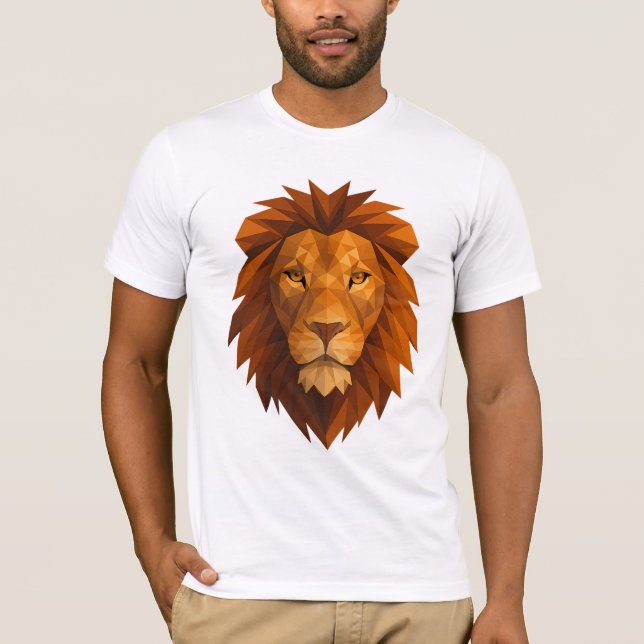 T-shirt Tête de lion polygonale - Conception de puissance  (Devant)