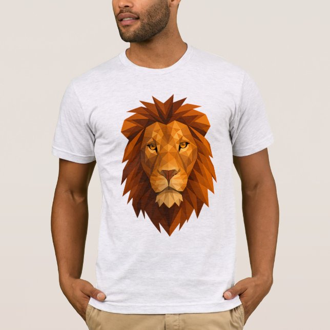 T-shirt Tête de lion polygonale - Conception de puissance  (Devant)