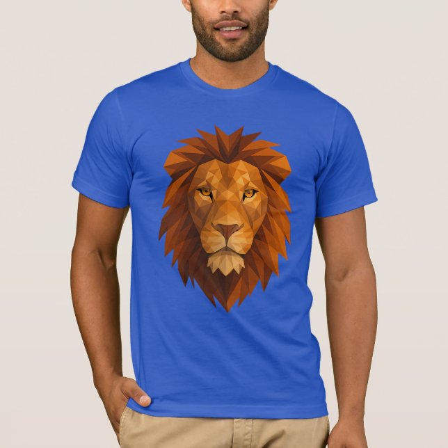 T-shirt Tête de lion polygonale - Conception de puissance  (Devant)