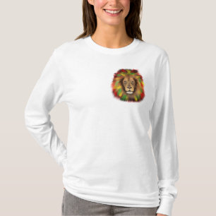 T-shirt Tête de lion Rasta rouge jaune vert dessin Jamaïqu
