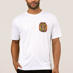 T-shirt Tête de lion Rasta rouge jaune vert dessin Jamaïqu