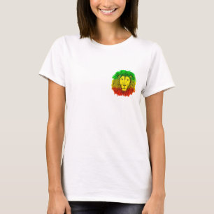 T-shirt Tête de lion Rasta rouge jaune vert dessin Jamaïqu