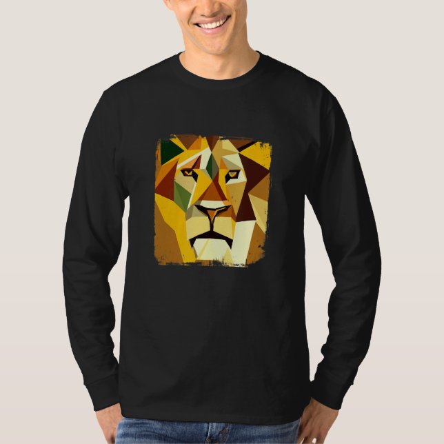 T-shirt Tête de lion Vector Majestic avec oeuvre Cool (Devant)