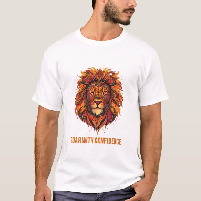 T-shirt Tête de lion vibrante - Rouler avec confiance (Devant)