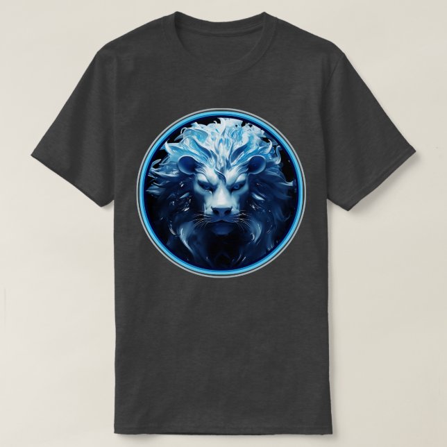 T-shirt Tête de lions 3D bleu (Design devant)