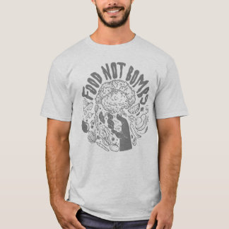 T-shirt Tête de logo gris Food Not Bombs