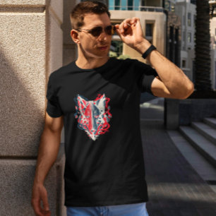 T-shirt Tête de loup animal polygonal