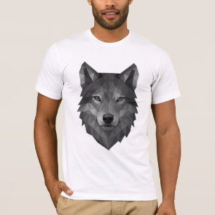 T-shirt Tête de loup géométrique Art Polygone avec style