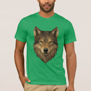 T-shirt Tête de loup géométrique Art Polygone avec style