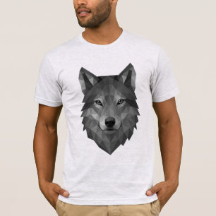 T-shirt Tête de loup géométrique Art Polygone avec style