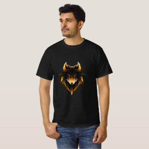 T-shirt Tête de Loup Géométrique Doré Design