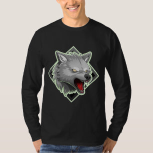 T-shirt Tête de loup gris féroce - Graphisme de l'esprit p