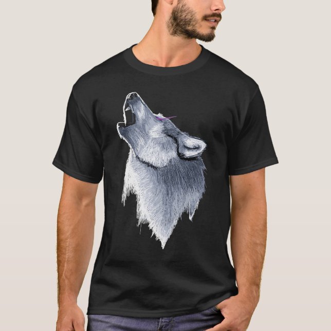 T-shirt tête de loup Howl Visage pour loups faune (Devant)
