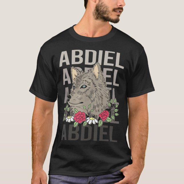 T-shirt Tête de loup - Nom abdiel (Devant)