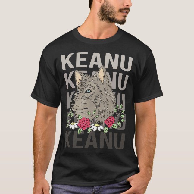 T-shirt Tête de loup - Nom de Keanu (Devant)