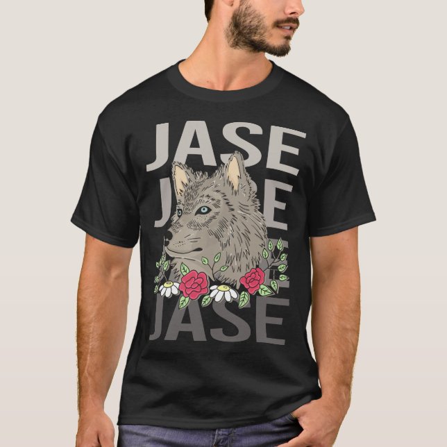 T-shirt Tête de loup - Nom de la jase (Devant)
