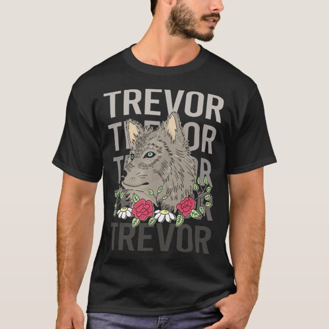 T-shirt Tête de loup - Nom de Trevor (Devant)