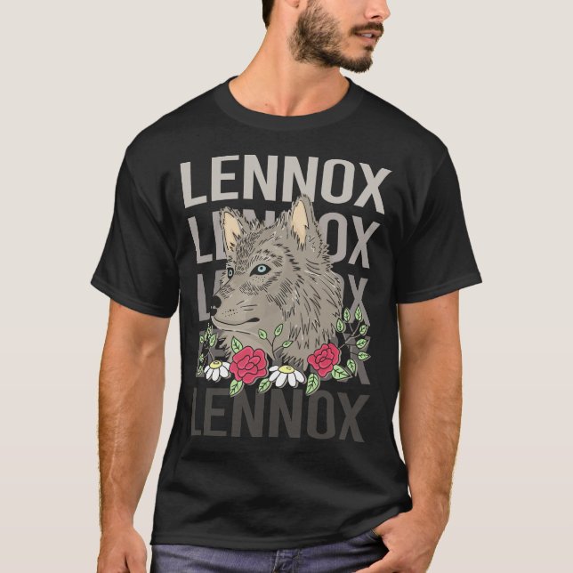 T-shirt Tête de loup - Nom Lennox (Devant)