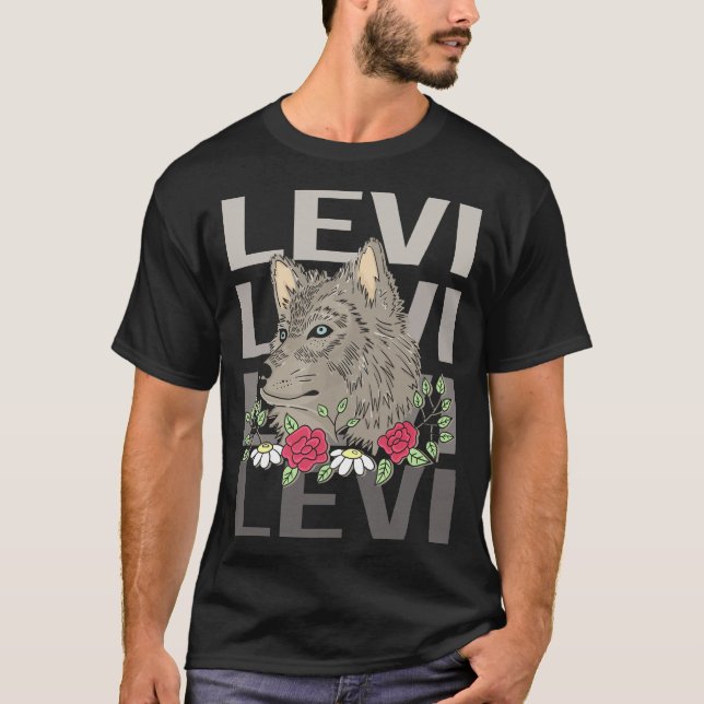 T-shirt Tête de loup - Nom Lévi (Devant)