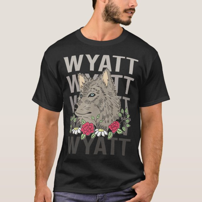 T-shirt Tête de loup - Nom Wyatt (Devant)