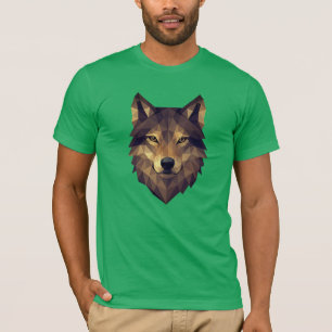 T-shirt Tête de loup polygonale Art géométrique dans les t