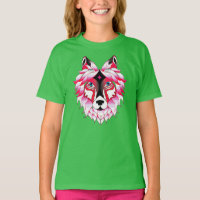 Tête de loup rose Polygone Design-24531