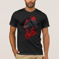 Tête de loup rouge et noir