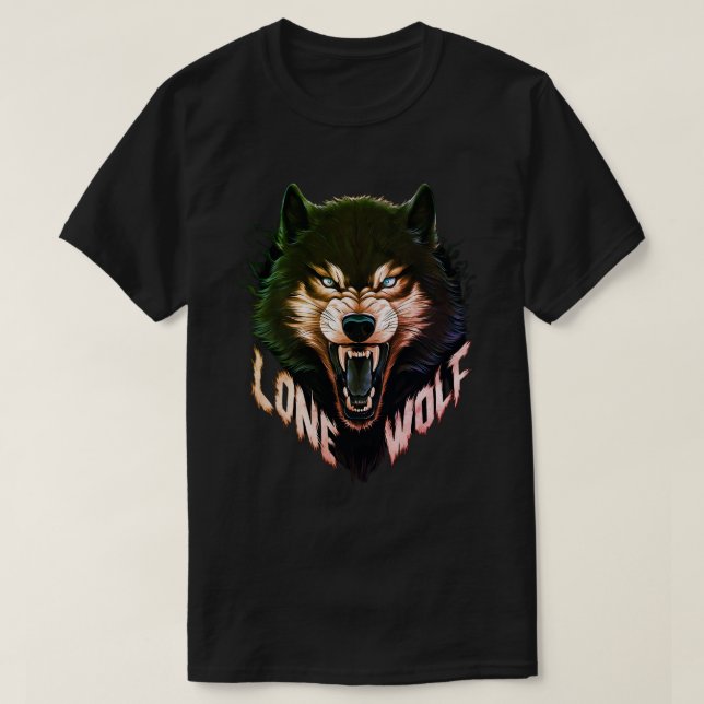 T-shirt Tête de loup sauvage Lone Wolf (Design devant)
