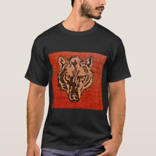 T-shirt Tête de loup sur le rouge