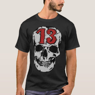 T-shirt tete de mort 13 numero crane halloween