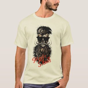 T-shirt tete_de_mort_barbu_hipster_barbe_crane_moustache_m