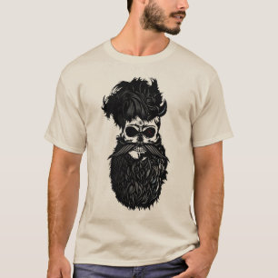 T-shirt tete_de_mort_barbu_hipster_barbu_moustache_crane_s
