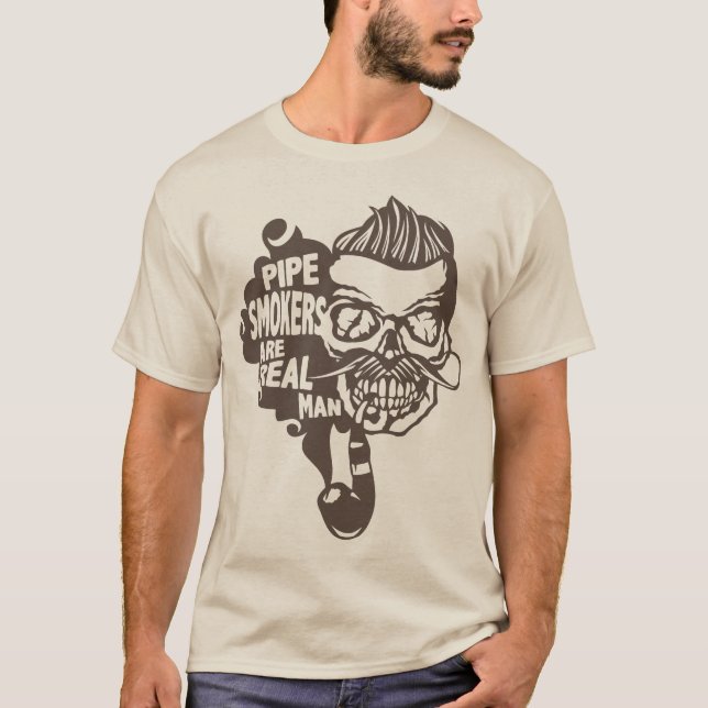 T-shirt tete de mort citation hipster pipe smokers real ma (Devant)