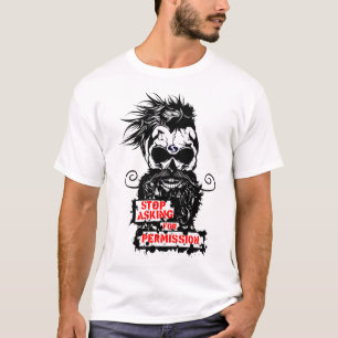 T-shirt tete de mort citation permission hipster skull bar